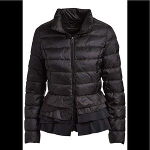 zoey ruffle hem puffer jacket tahari